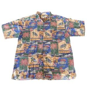 Tori Richard Vintage Short Sleeve Hawaiian Shirt Turtles Cotton Lawn Large